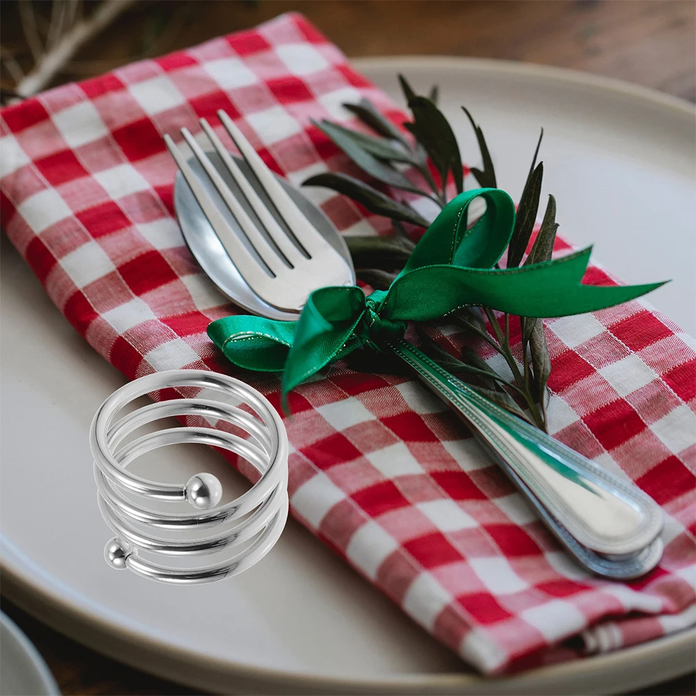 

10 Pcs Rings Metal Spring Buckles Tableware Wedding Party Table Napkins Holders Silver Classic Dining Napkins Holders