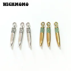 New 40pcs 25*4MM Patina Plated Zinc Alloy Green Tip Needle Spike Charms Curving  Pendants for DIY Jewelry Accessories