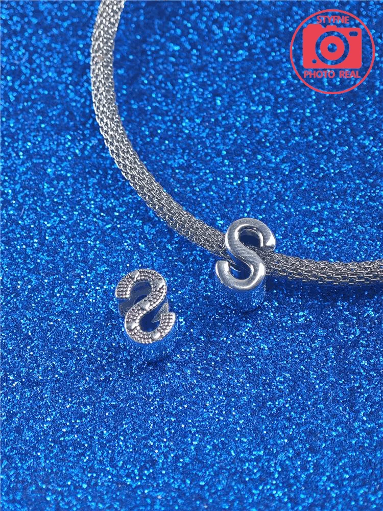 925 Sterling Silver Charm Beads Fit Original Bracelet Charms 26 Letters English Pinyin Bead Gift for Women Jewelry
