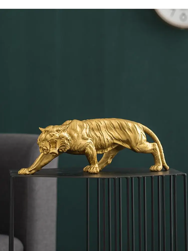 Resin Golden Simulation Animal Statue Cattle Tiger Leopard Cheetah Modern Home Desktop Decoration Handicraft Furnishings