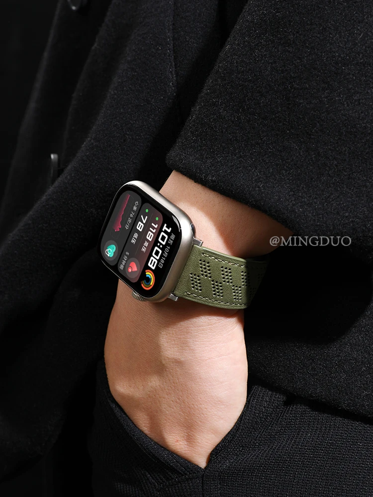 Suitable for Huawei GT2/3/4 leather strap, cowhide watch3/4pro leather magnetic folding buckle hole model 22mm