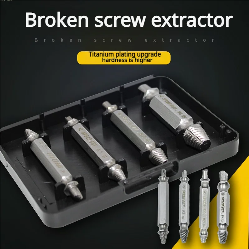 4pcs  Double Head Screw Extractor Drill Bit Extractor Drill Out Bolt  Studand wire extractor and wire exRemove and Repair tool