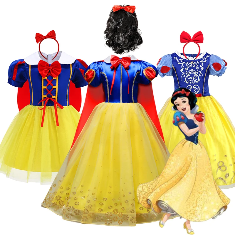 فستان أميرات ديزني للفتيات لعام 2025 سنو وايت مع كيب للأطفال أزياء تنكرية للهالوين لأعياد الميلاد فستان حفلات للأطفال ملابس 10 سنوات #1