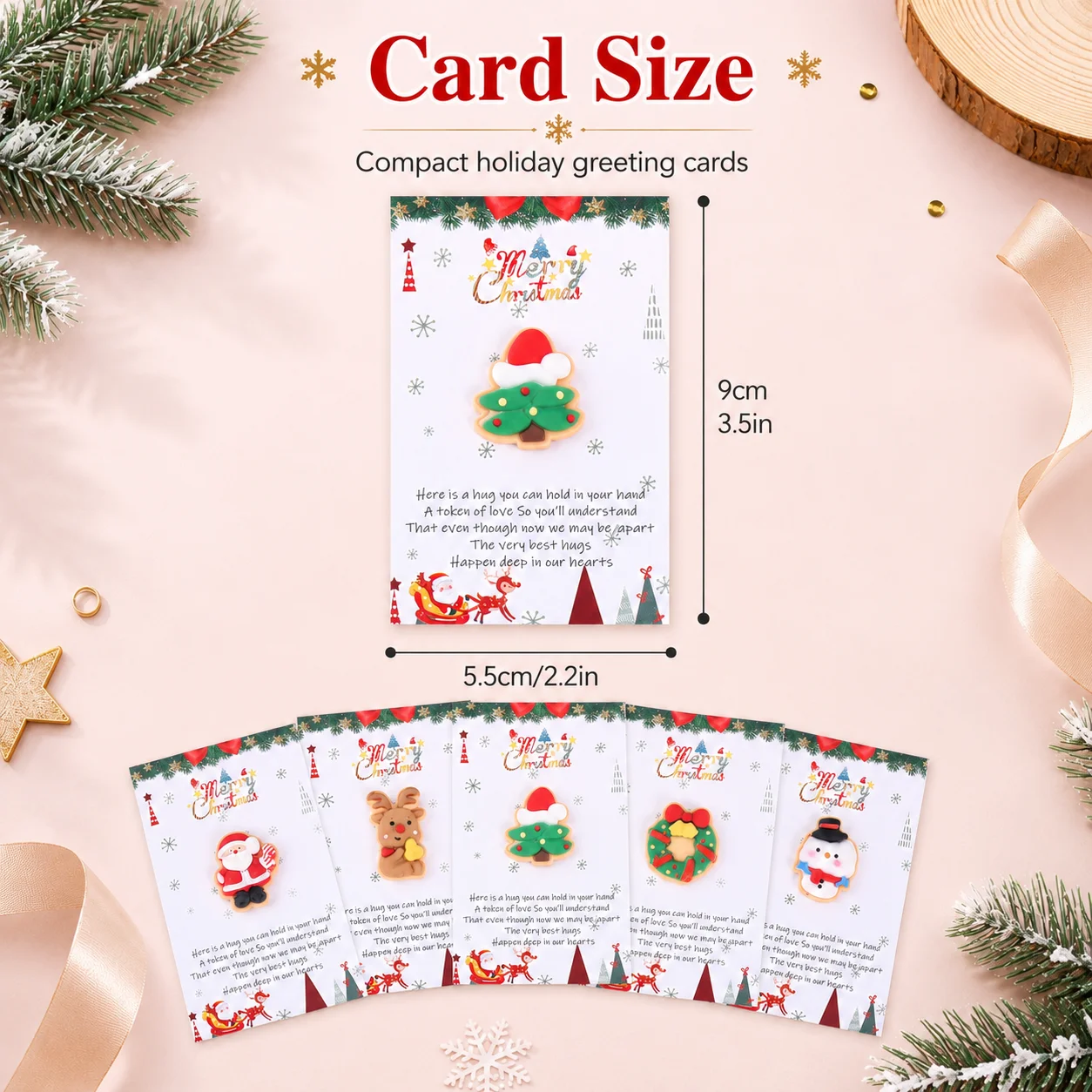 Retro Portable Christmas Greeting Cards, New Year Blessing Cards, Party Invitation Cards, Gift Bag Decoration Cards