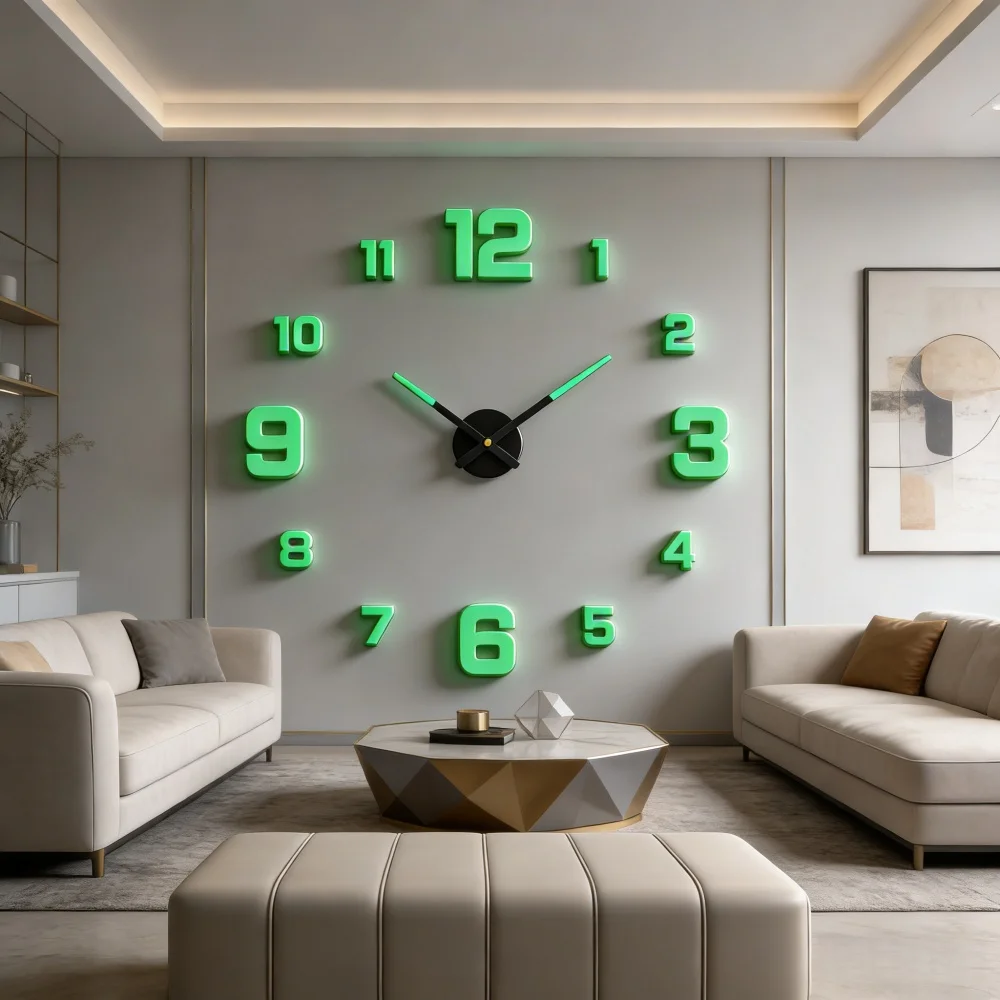 New Modern Design Large Wall Clock 3D DIY Quartz Clocks Fashion Watches Acrylic Mirror Stickers Living Room Home Decor Horloge