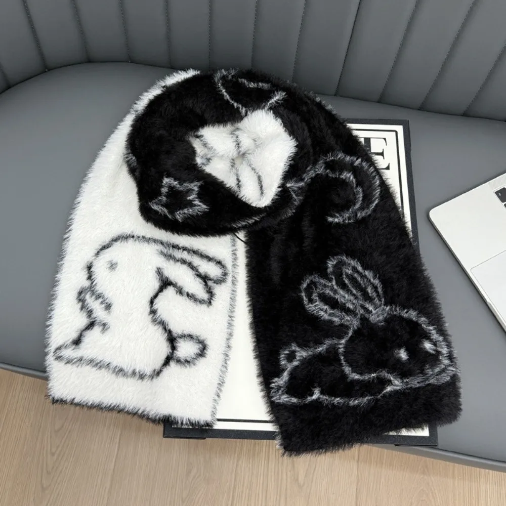 

Милый мягкий зимний шарф с котом, теплый шарф из норки, черный, белый цвет, двусторонняя шаль, женская накидка