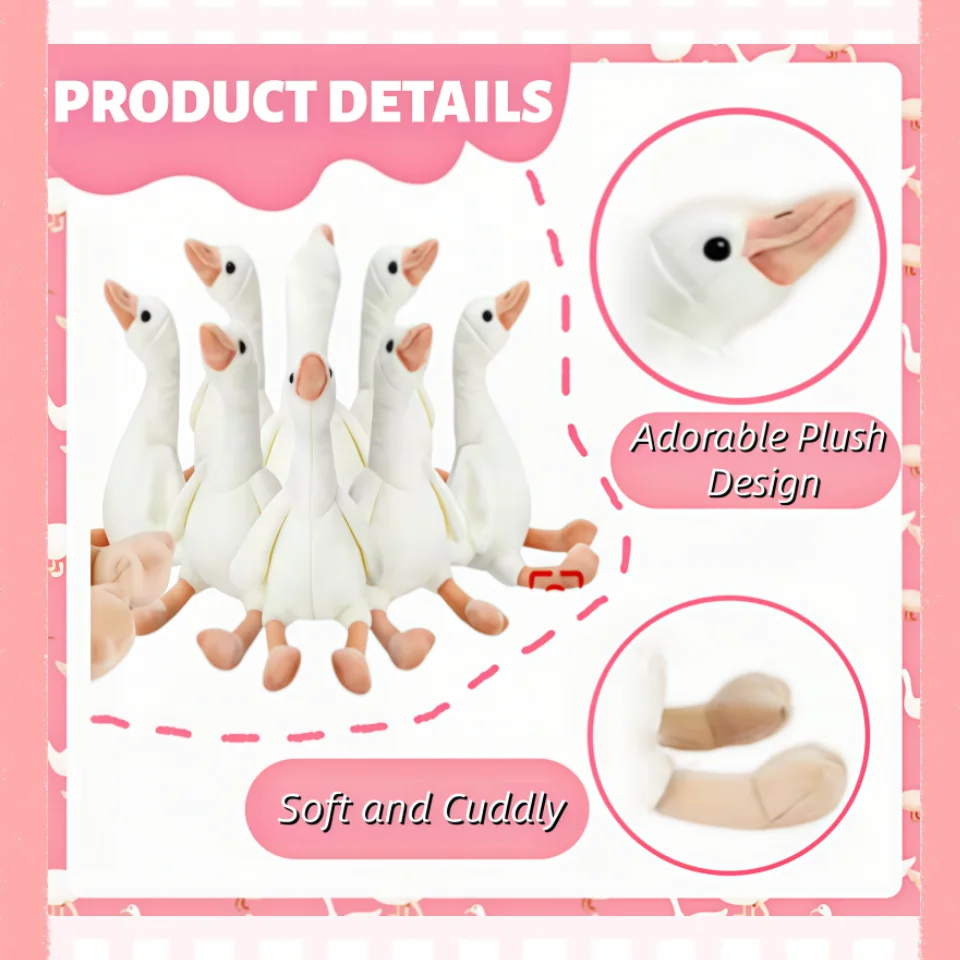 6/16er-Set Adopt A Goose Party-Geschenk, 11,8 Zoll großes Gänse-Kuscheltier, eine lustige Gans mit Mini-Hut und Schleife für Babyparty und Geburtstag – Detail 10
