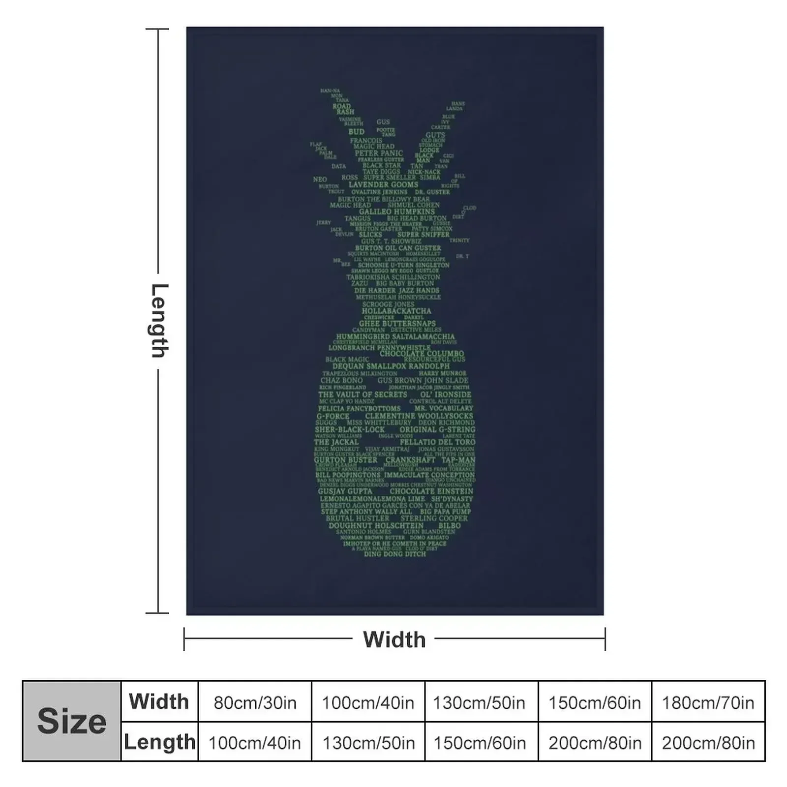 Psych Pineapple Gus Nicknames Throw Blanket couch cozy soft plush fuzzy picnic outdoor blanket