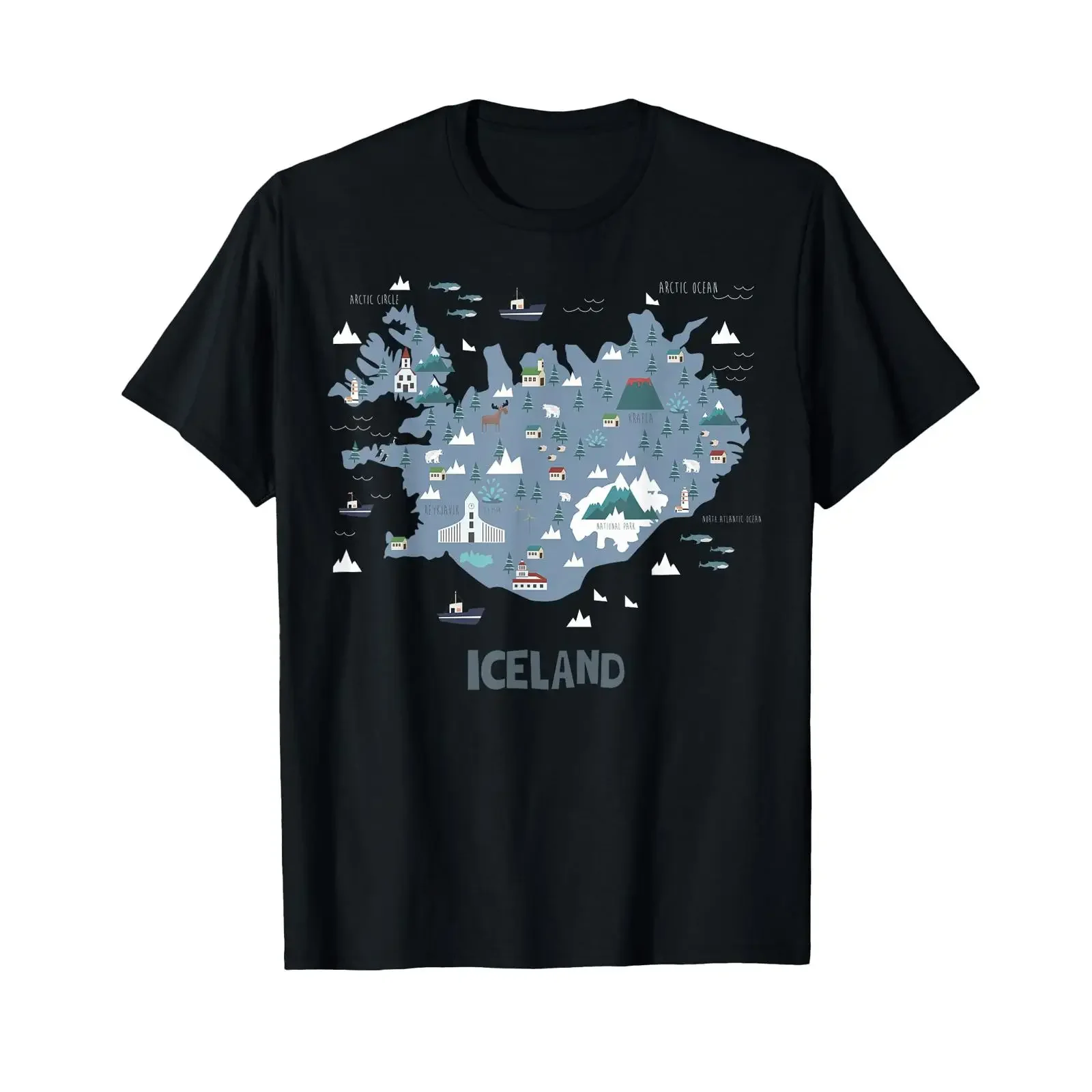 Iceland Island Holiday Map Travel T Shirt vintage Washed graphic homme Stretched Versatile streetwear fashion Breathable Unisex