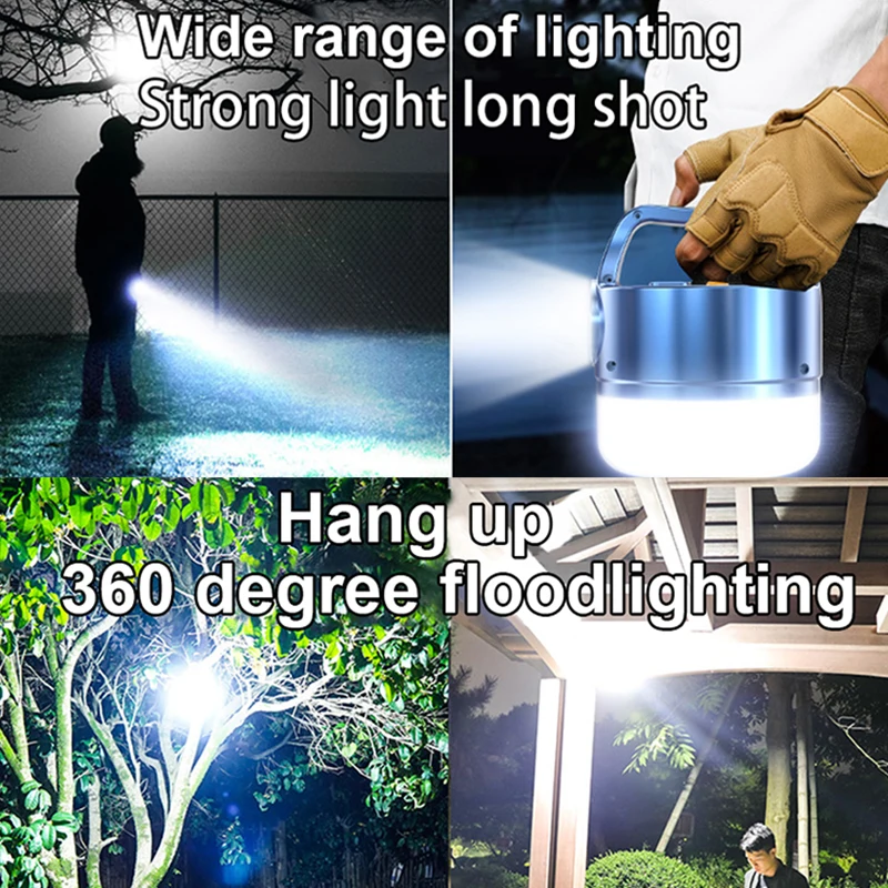 Led Solar Camping Light Remote Control Emergency Lights Waterproof Charging Tent Lamp Portable Lanterns for Outdoor Hiking BBQ