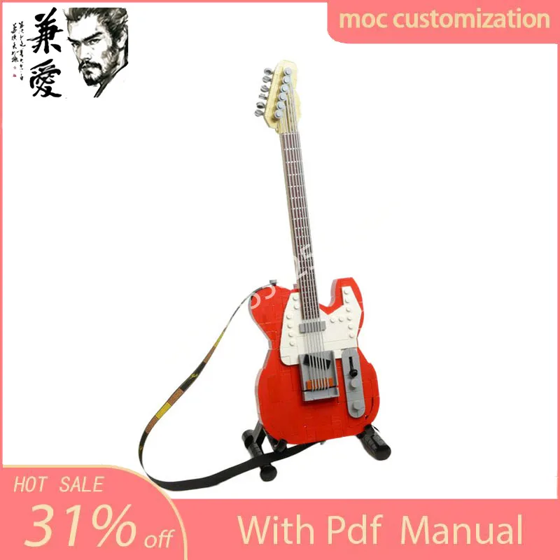 127PCS MOC Mini guitar musical instrument ornaments Model Building Block Creative Assembly Education Building Kid Birthday Gift