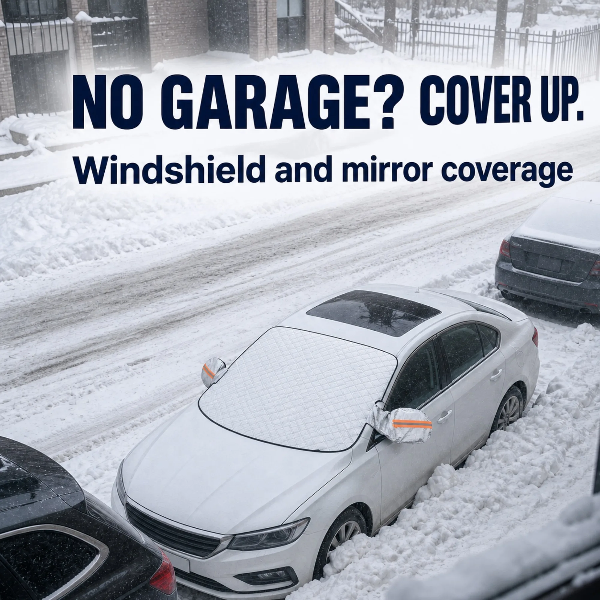 Car Windshield Cover for Snow and Ice with Side Mirror Covers, Silver Winter Frost Protector, 57.09 X 43.31 Inches, Front Windshield Coverage for Outdoor Parking at Home, at Work or in Driveways