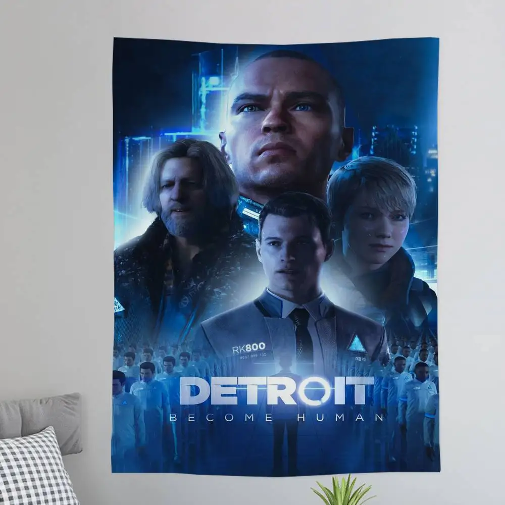Game D-Detroit Become Human Tapestry Art Printing Japanese Wall Tapestry Anime Wall Hanging Home Decor