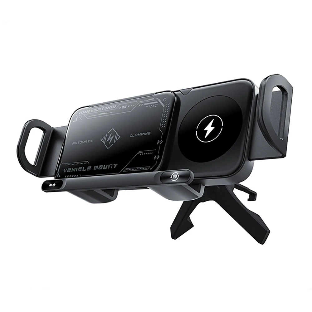 Suporte de Telefone para Carro com Carregamento Sem Fio para Samsung, iPhone, Xiaomi, Anti-Vibração, Escalável, Elétrico, para Saída de Ar, Acessório 