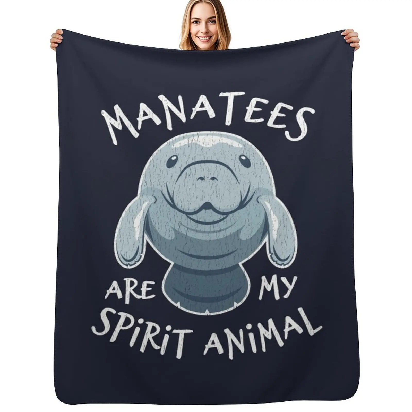 

Manatees Are My Spirit Animal - Cute Manatee Throw Blanket Foldable Soft Warm Blanket for Outdoor Use