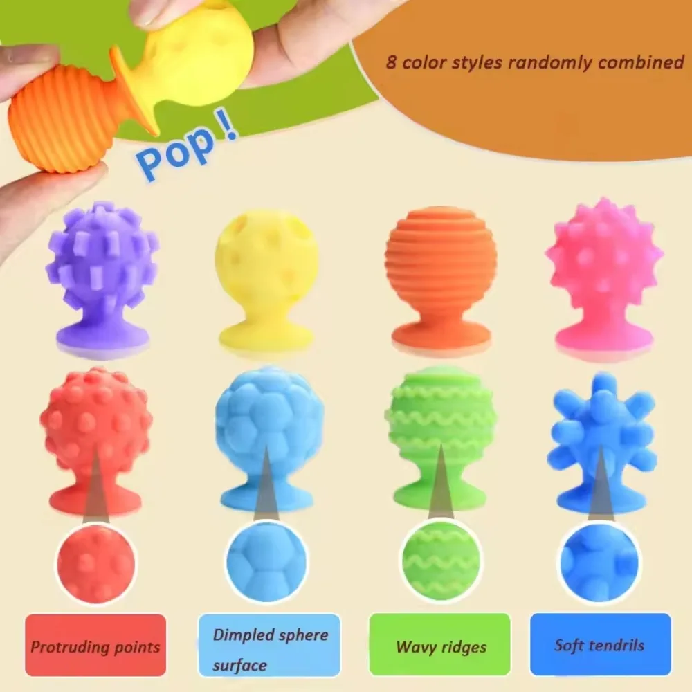 Textured Soft Worry Stone Fidget Toy Relaxing Silicone Children Sensory Stone No Noise Creative Silicone Suction Cup Toy Kids