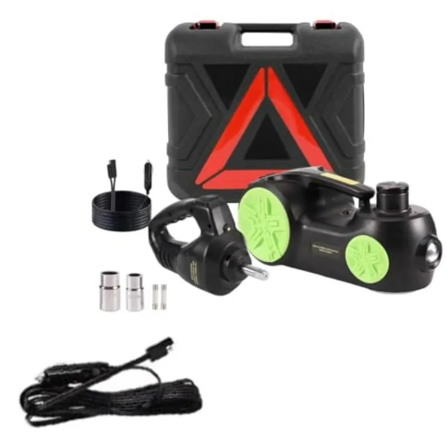 

5 Ton Electric Hydraulic Jack with Green Color and Cigarette Lighter Cord Set for Easy SUV Tire Change Compact Portable HighPer