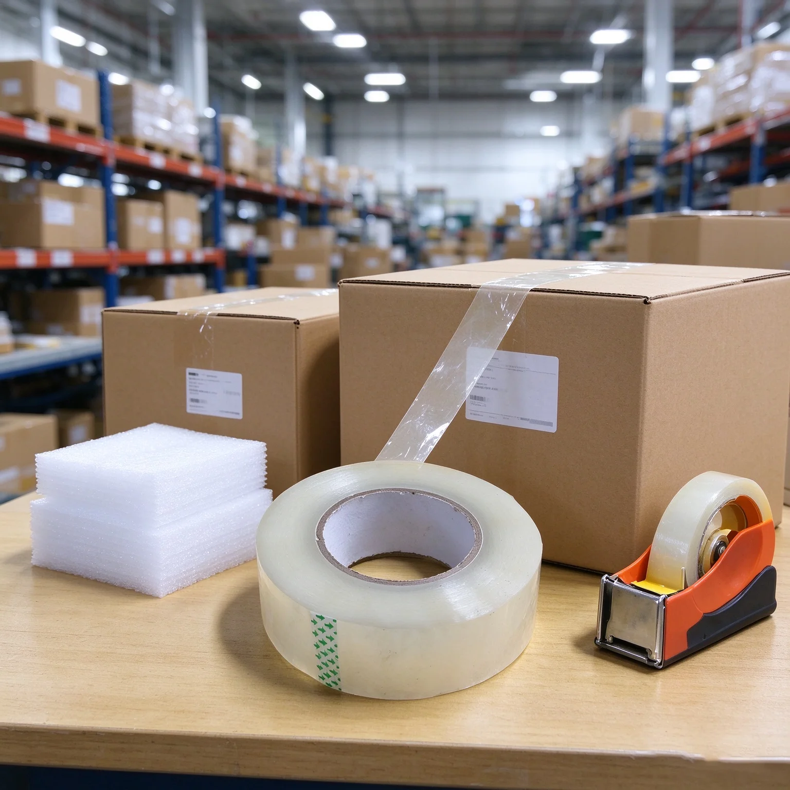Transparent BOPP Carton Sealing Tape Strong Adhesive Clear Packing Tape Roll 135mm Core for Express Shipping Warehouse Packaging