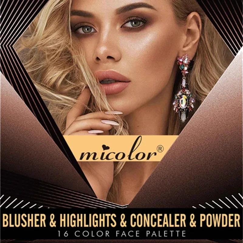 MICOLOR 16 Color Powder Plate Contour Concealer Acne Dark Circles Blush Highlights Pressed Powder Tray Beauty Woman Make Up