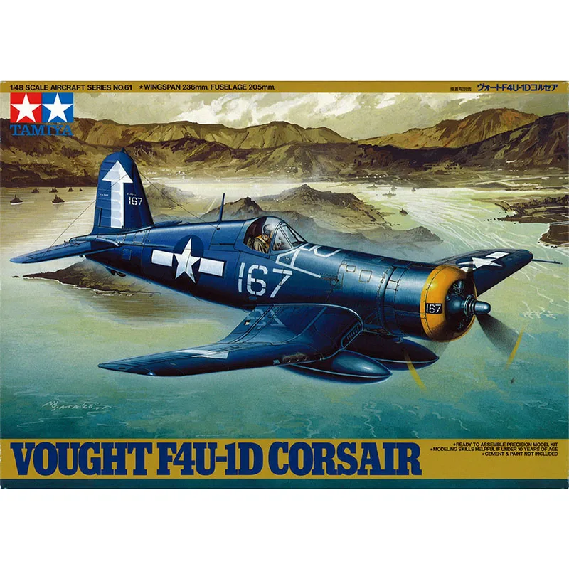 Tamiya 61061 1/48 Vought F4U-1D Corsair Naval Fighter-Bomber Military Hobby Toy Plastic Model Building Assembly Kit Gift