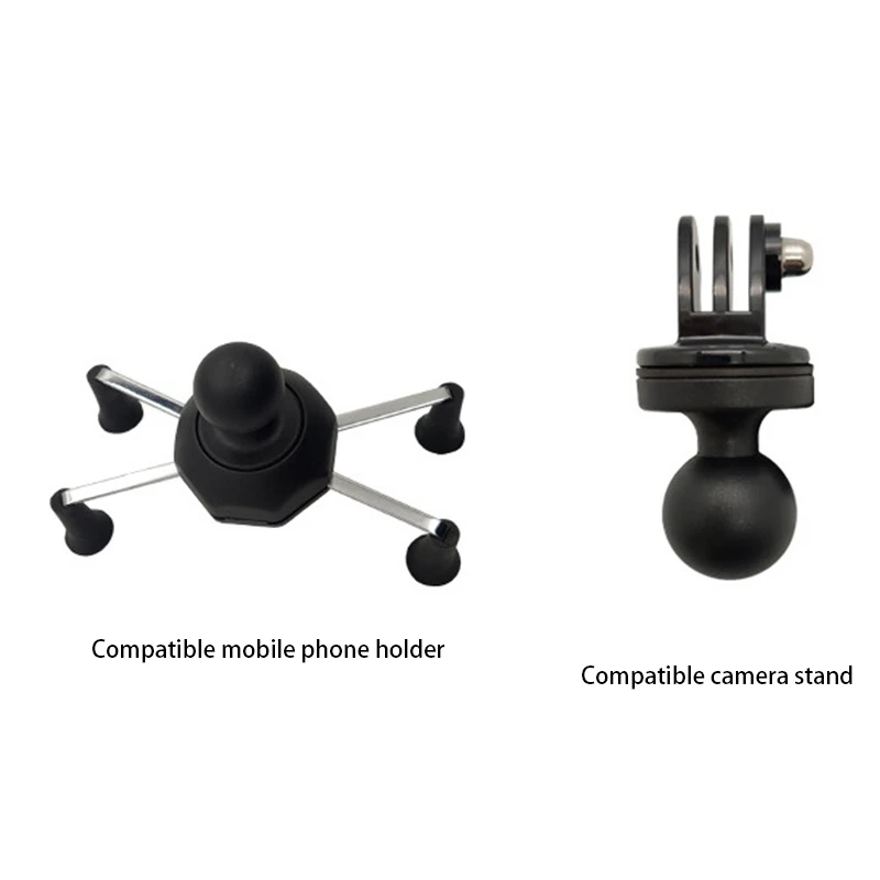 Motorcycle Handlebar Clamp Base 1 Inch Rubber Ball Head Mount For Gopro Action Cameras Cellphones Bracket Accessories