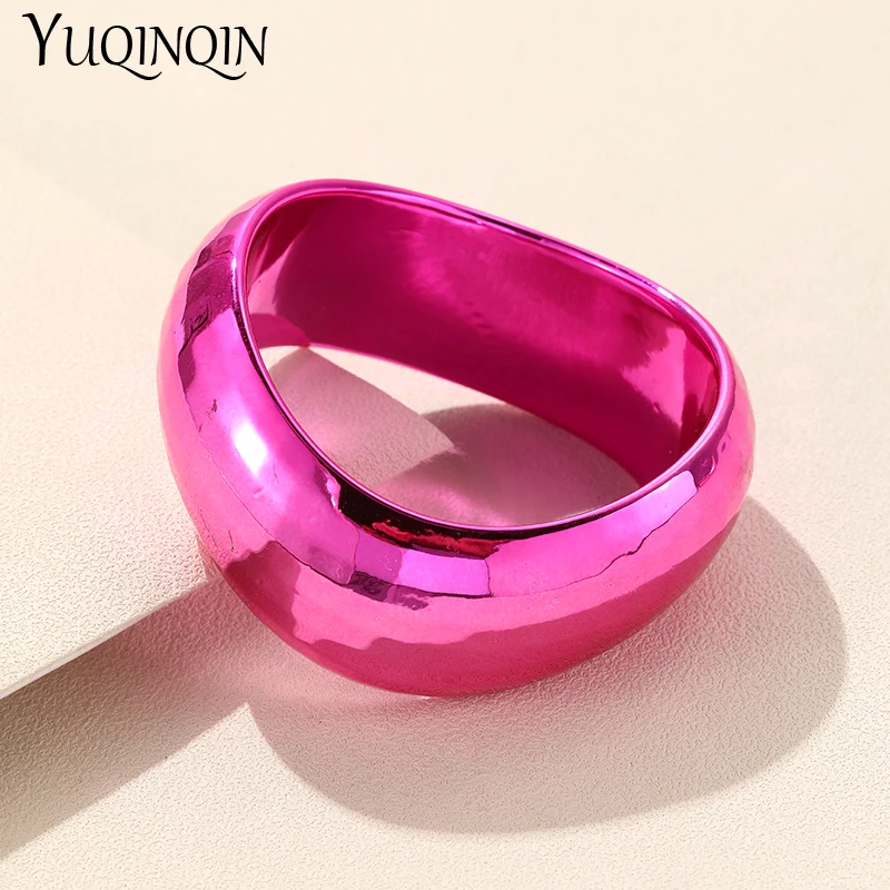 New Retro Irregular Wide Bangle for Women Exaggerated Big Resin Thick Bracelet Bangle Female Girls Vintage Trend Indian Jewelry
