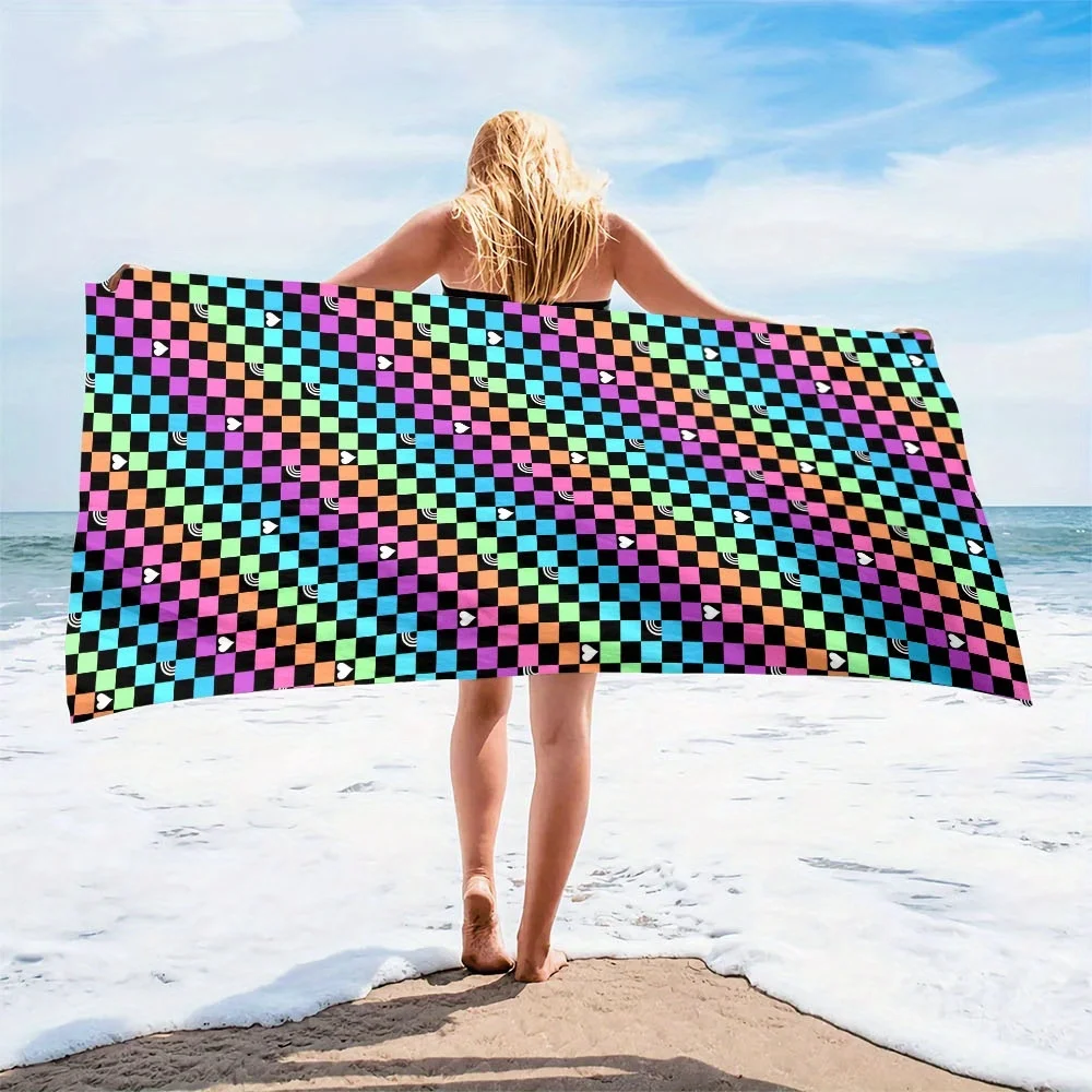 

Пляжное полотенце из микрофибры в клетку, 1 шт., ультра-впитывающее, быстросохнущее, не впитывает песок, большое, легкое, идеально для бассейна