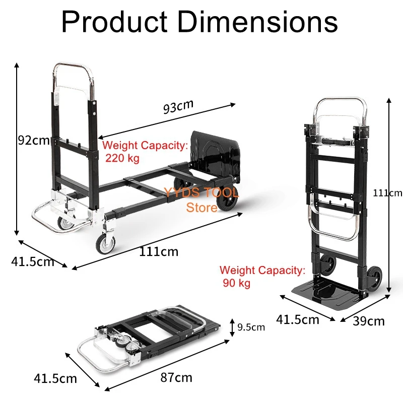 Multifunctional Hand Truck, Foldable Hand Truck, Telescoping Hand Truck, Cargo Transport Hand Truck, Utility Hand Truck