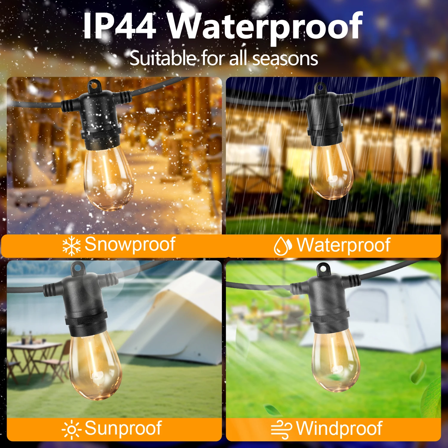 S14 LED Outdoor String Lights 220V EU PLUG 1W Shatterproof Waterproof Plastics Fairy Lights Birthday Wedding Decorative Lights
