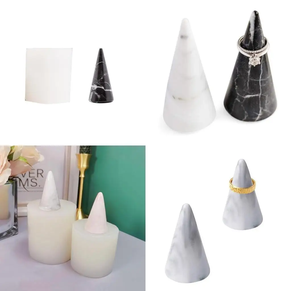 

J78F Ring Holder Resin Mold Pyramid Shaped Silicone Molds for Epoxy Casting Jewelry Making DIY Crafting Projects Ornaments