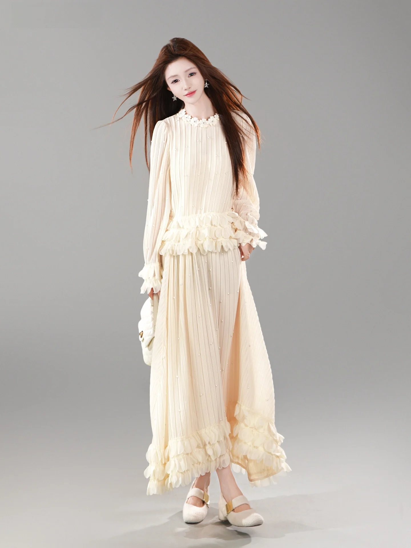 

Annelily Snow Feather Spring Casual Sweet Luxury Slimming Fashion Set Elegant Short Sleeve Party Outfit Women's Ensemble