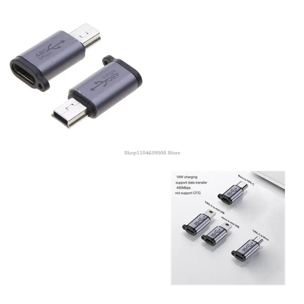 Type-C to Micro USB Mini USB Adapter Adapter Adapter 18W Connector 480Mbps CONCHERCE 480MBPS