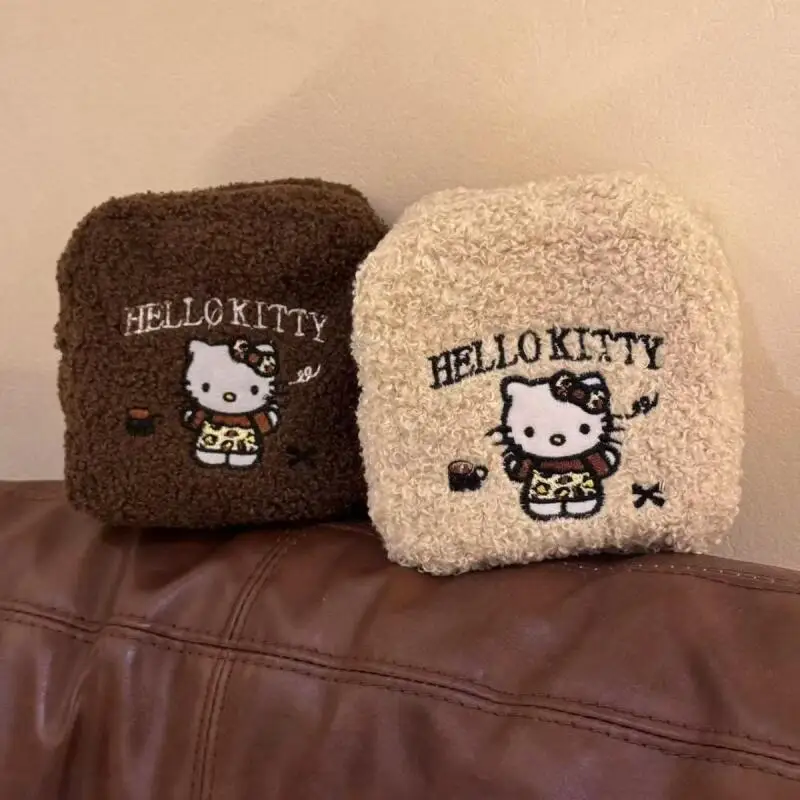 Kawaii hello kitty sacos de armazenamento bonito dos desenhos animados bordado bolsa portátil caso maquiagem viagem saco de maquiagem presente de natal para a menina