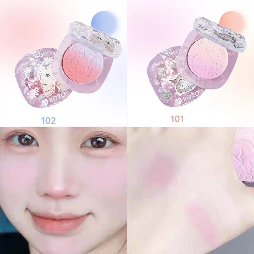 Peach Pink Gradient Color Blusher Matte Finish Fine Flash Cheek Tint Rouge Waterproof Natural Nude Face Blush Palette Beauty