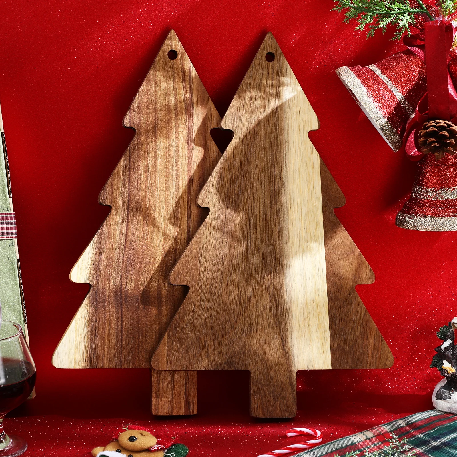 

2 Pcs Christmas Tree Platter Cutting Board Cheese Tray Bread Boards For Kitchen Christmas Serving Dishes For Fruits Snacks Candy