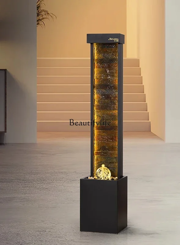 

LModern light luxury flowing water ornament lucky circulating water decoration floor-to-ceiling water curtain wall fountain