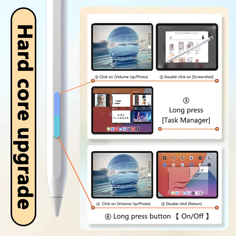 For Apple Pencil 2 1 Palm Rejection Power Display for iPad Air 13 M2 2024 M4 Pro 11 12.9 Air 4 5 10.9 10.2 Mini 6 Stylus Pen