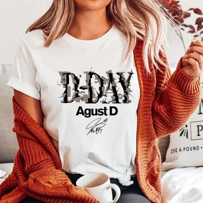 Kpop Suga Agust D D-DAY T-Shirt Summer Women Clothing Fashion Tops Tees Men Casual Solid Color korean Y2K Streetwear