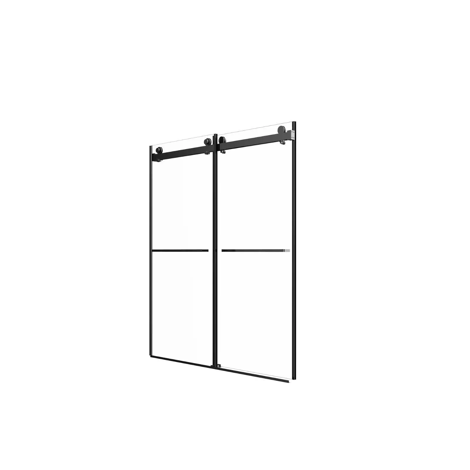 Matte Black Frameless Shower Door, Double Sliding, 56-60'' W x 76'' H, with