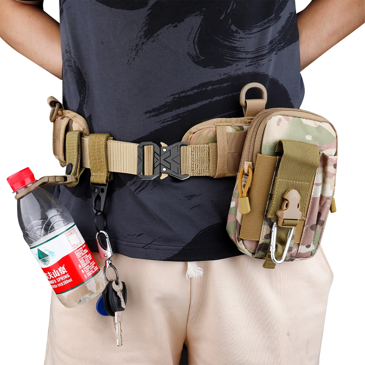 Cinturón táctico militar ajustable para trabajo al aire libre, cinturón para hombre con sistema de transporte de equipo Modular ligero, cinturón de combate del Ejército para CS