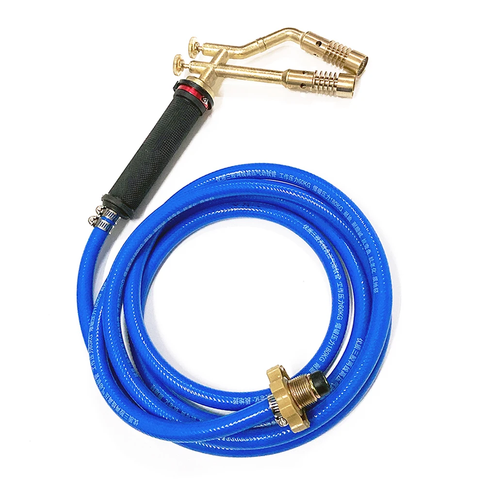 Double Head High Temperature LPG Welding Torch Air Conditioner Copper Tube Welding Gun Pig Hair Removal Barbecue Fire Gun