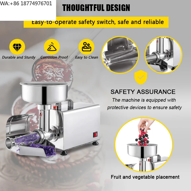 

Automatic Electric 220V Stainless Steel Tomato Sauce Machine with Crush Function Low Noise Jam Maker for Home Use & Restaurants