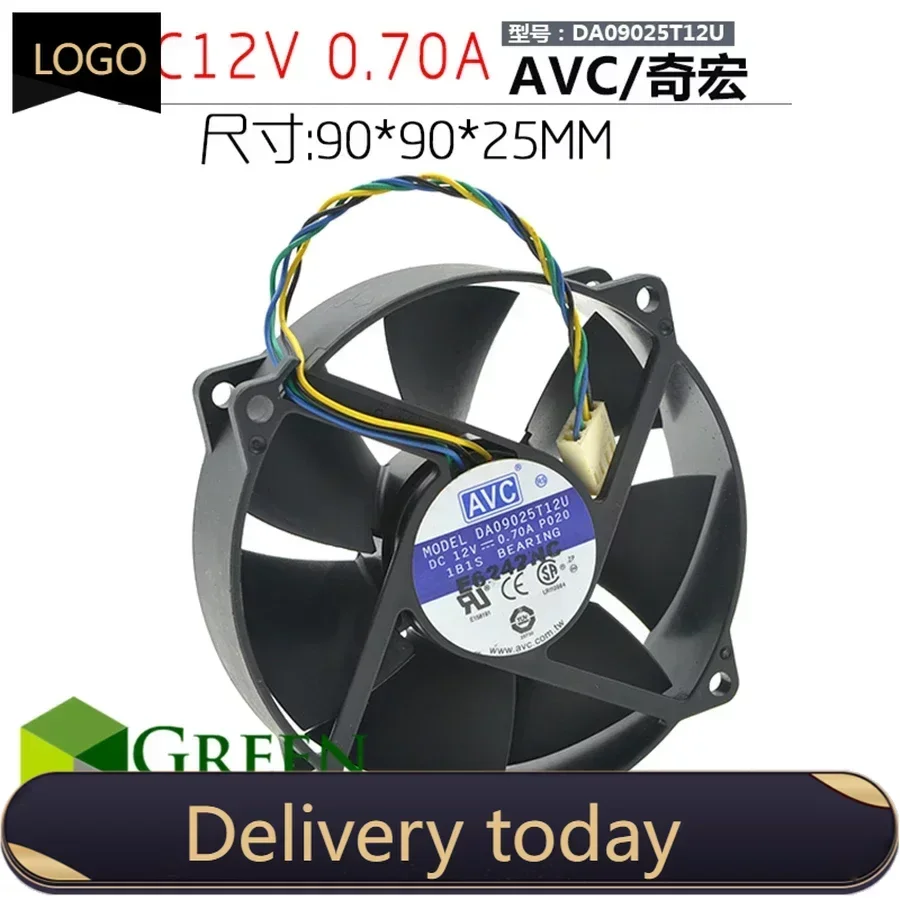 pa The original AVC DA09025T12U 9025 90MM 90*90*25mm  Circular Fan  For 775 CPU Cooling Fan 12V  0.7A  with PWM 4pin