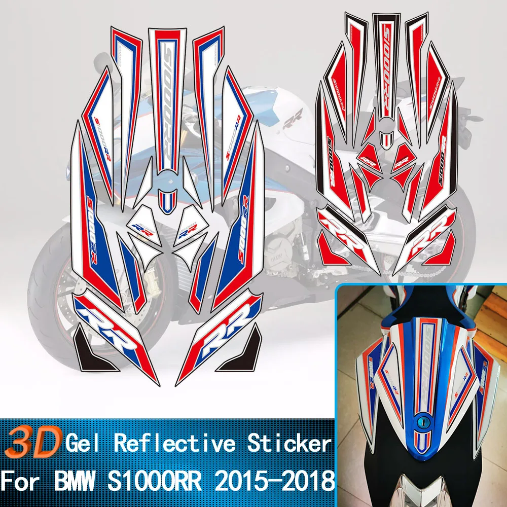 

Transparent 3D Gel Motorcycle Rear Fairing fuel tank moto body protection sticker decals kit For BMW S1000RR S1000 RR 2009-2018