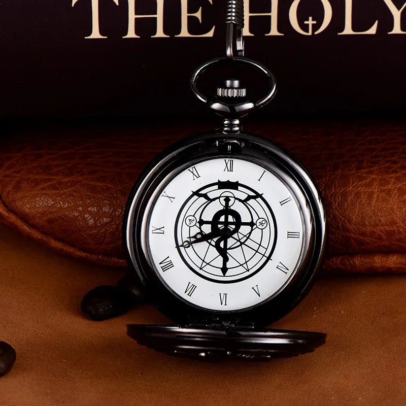 Vintage Luxury Full Metal Animal Carving Quartz Pocket Watch for Men Women Engraved Case Fob Chain Sliver Black Clock for Gifts