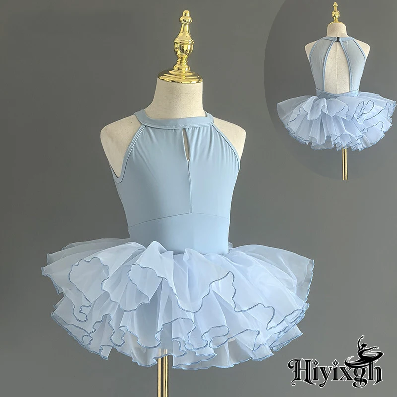 children girl blue summer ballet leotard tutu contemporary dance costume Girl clothes stage costume bodysuit  dance wear
