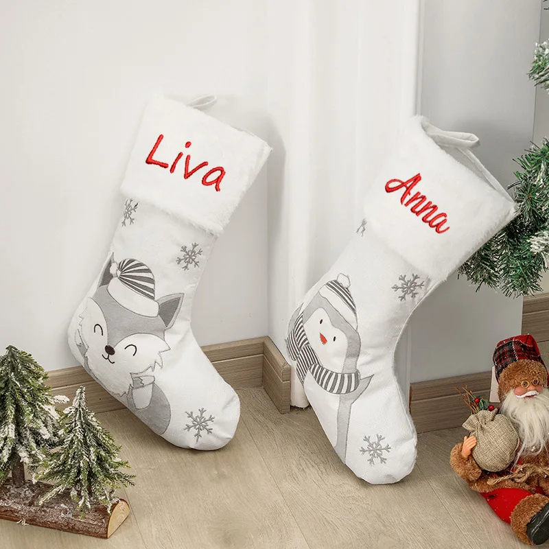 

Custom Name Christmas Sock Christmas Tree Decoration Stockings Personalized Any Name Children's New Year Gift Candy Bags