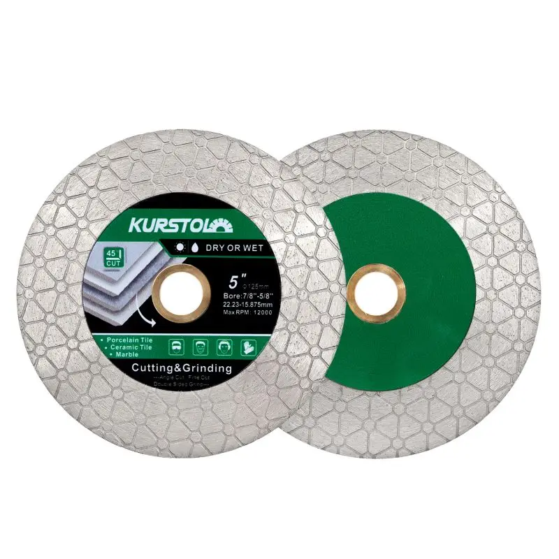 KURSTOL 1/2pcs 115/125mm Diamond Cutting Grinding Disc Double-sided Cutter Granite Ceramic Grinder Marble Tile Cutting Saw Blade