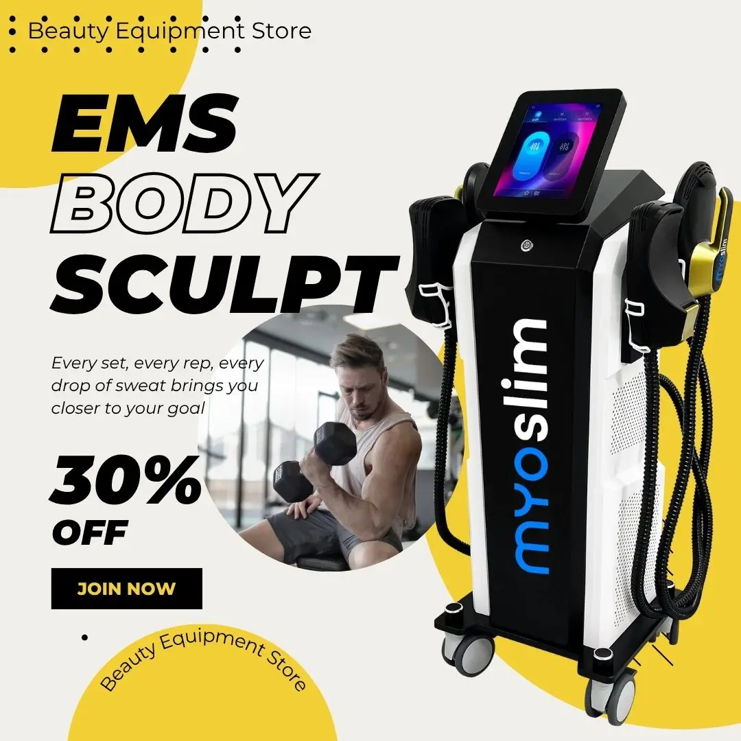 EMS Body Sculpt 6500W MYOslim Slimming Fat Burning Muscle Building Electromagnetic Muscle Stimulate Therapy Machine for Fitness