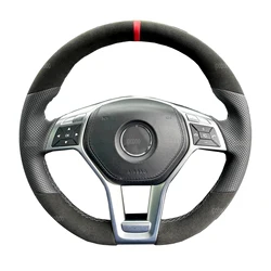 Steering Wheel Cover For Mercedes-Benz C-Class W204 2012-2015 Black Perforated Leather Steering Wheel Protection Cover